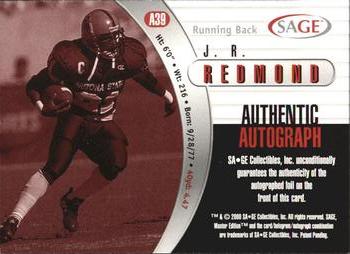 2000 SAGE - Autographs Silver #A39 J.R. Redmond Back