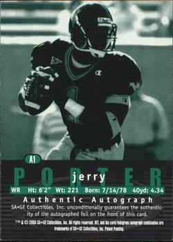 2000 SAGE HIT - Autographs Diamond #A1 Jerry Porter Back