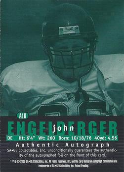 2000 SAGE HIT - Autographs Emerald #A16 John Engelberger Back
