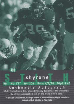2000 SAGE HIT - Autographs Emerald #A38 Shyrone Stith Back