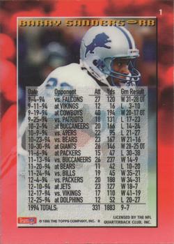1995 Topps - 1000/3000 Yard Club Power Boosters #1 Barry Sanders Back