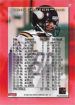 1995 Topps - 1000/3000 Yard Club Power Boosters #12 Cris Carter Back