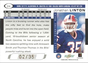 2000 Score - Final Score #24 Jonathan Linton Back