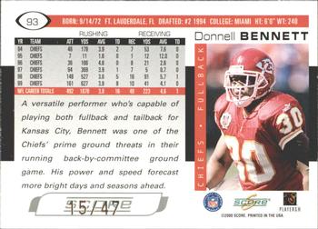2000 Score - Final Score #93 Donnell Bennett Back