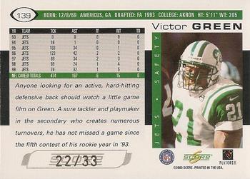 2000 Score - Final Score #139 Victor Green Back