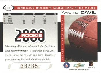 2000 Score - Final Score #306 Kwame Cavil Back