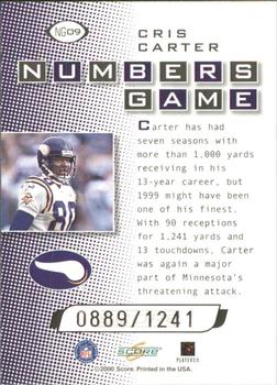 2000 Score - Numbers Game Silver #NG09 Cris Carter Back