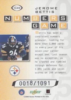 2000 Score - Numbers Game Silver #NG22 Jerome Bettis Back