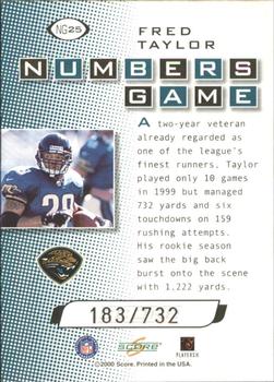 2000 Score - Numbers Game Silver #NG25 Fred Taylor Back