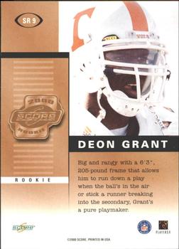 2000 Score - Rookie Preview Autographs #SR 9 Deon Grant Back