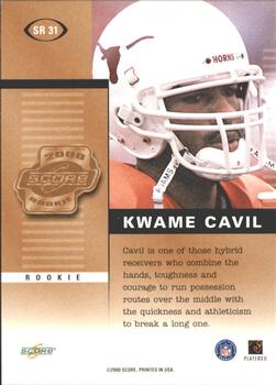 2000 Score - Rookie Preview Autographs #SR 31 Kwame Cavil Back