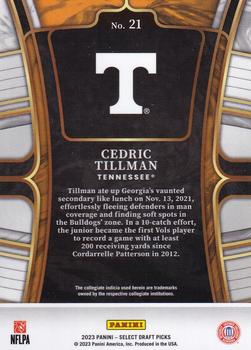 2023 Panini Select Draft Picks #21 Cedric Tillman Back