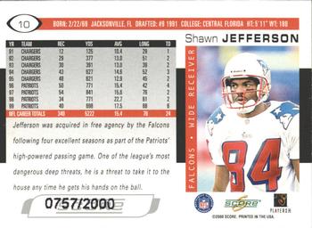 2000 Score - Scorecard #10 Shawn Jefferson Back
