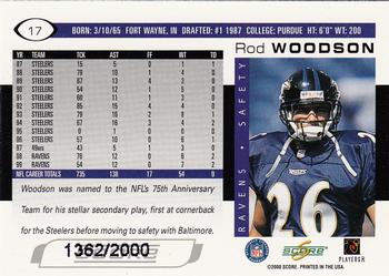 2000 Score - Scorecard #17 Rod Woodson Back