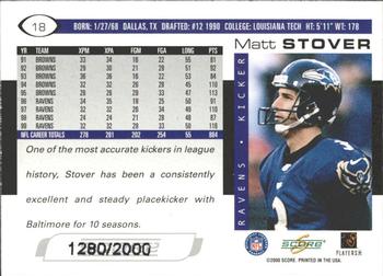 2000 Score - Scorecard #18 Matt Stover Back