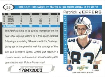 2000 Score - Scorecard #29 Patrick Jeffers Back