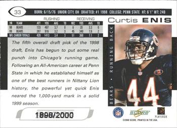 2000 Score - Scorecard #33 Curtis Enis Back