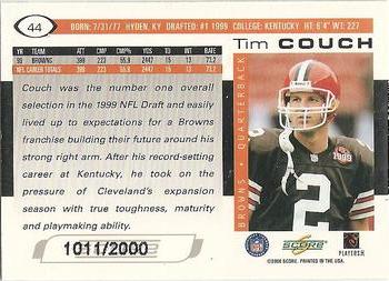 2000 Score - Scorecard #44 Tim Couch Back