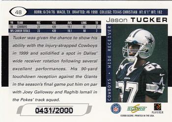 2000 Score - Scorecard #48 Jason Tucker Back