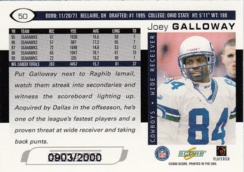 2000 Score - Scorecard #50 Joey Galloway Back