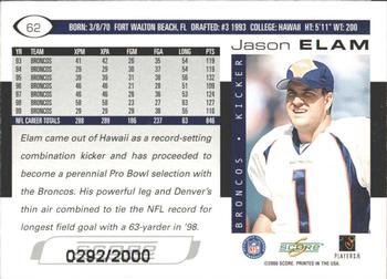 2000 Score - Scorecard #62 Jason Elam Back