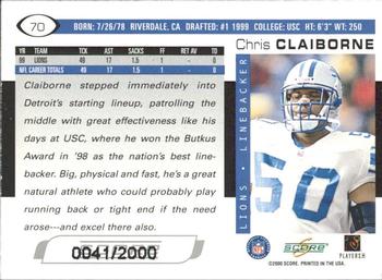 2000 Score - Scorecard #70 Chris Claiborne Back