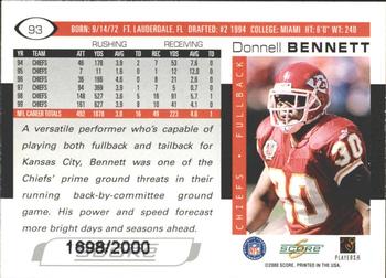 2000 Score - Scorecard #93 Donnell Bennett Back