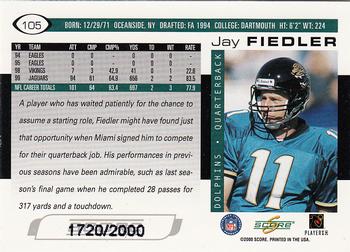 2000 Score - Scorecard #105 Jay Fiedler Back