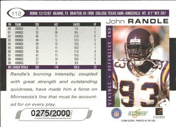 2000 Score - Scorecard #112 John Randle Back