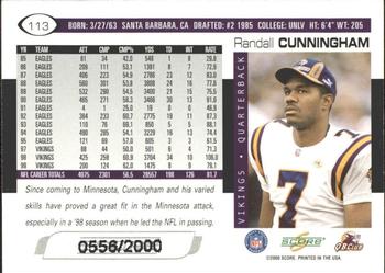 2000 Score - Scorecard #113 Randall Cunningham Back