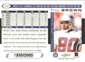 2000 Score - Scorecard #122 Troy Brown Back