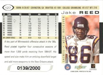 2000 Score - Scorecard #127 Jake Reed Back