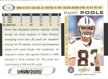 2000 Score - Scorecard #130 Keith Poole Back