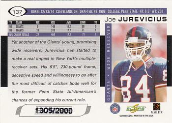 2000 Score - Scorecard #137 Joe Jurevicius Back