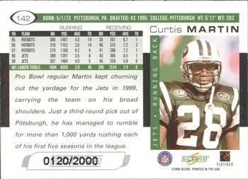 2000 Score - Scorecard #142 Curtis Martin Back