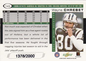 2000 Score - Scorecard #143 Wayne Chrebet Back