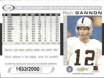 2000 Score - Scorecard #145 Rich Gannon Back