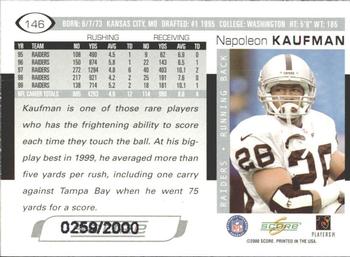 2000 Score - Scorecard #146 Napoleon Kaufman Back