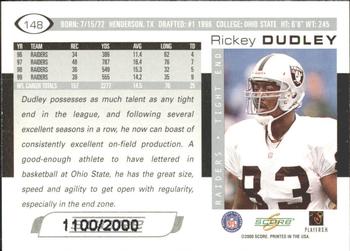 2000 Score - Scorecard #148 Rickey Dudley Back