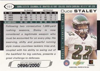 2000 Score - Scorecard #151 Duce Staley Back