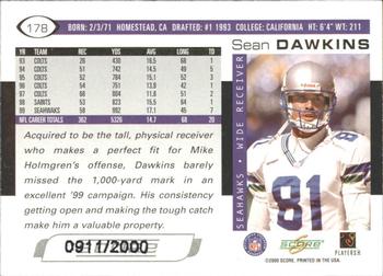 2000 Score - Scorecard #178 Sean Dawkins Back