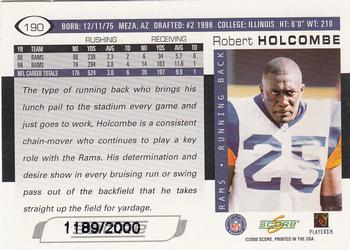 2000 Score - Scorecard #190 Robert Holcombe Back