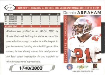 2000 Score - Scorecard #201 Donnie Abraham Back