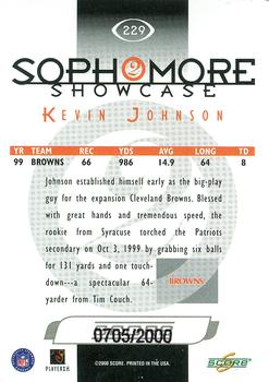 2000 Score - Scorecard #229 Kevin Johnson Back