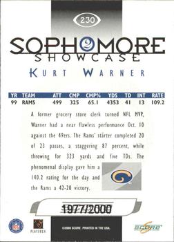 2000 Score - Scorecard #230 Kurt Warner Back