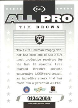 2000 Score - Scorecard #242 Tim Brown Back