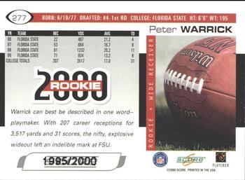 2000 Score - Scorecard #277 Peter Warrick Back