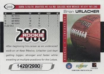 2000 Score - Scorecard #288 Brian Urlacher Back