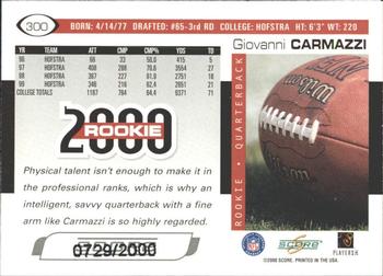 2000 Score - Scorecard #300 Giovanni Carmazzi Back