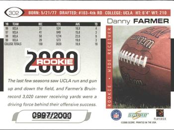 2000 Score - Scorecard #302 Danny Farmer Back